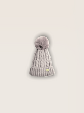 Load image into Gallery viewer, Tia Satin Lined Beanie With Detachable Pom- Grey
