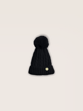 Load image into Gallery viewer, Tia Satin Lined Beanie With Detachable Pom- Black