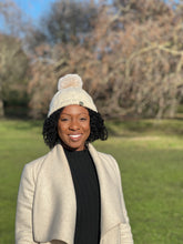 Load image into Gallery viewer, Tia Satin Lined Beanie With Detachable Pom- Beige