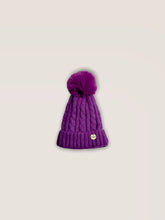 Load image into Gallery viewer, Tia Satin Lined Beanie With Detachable Pom- Royal Purple
